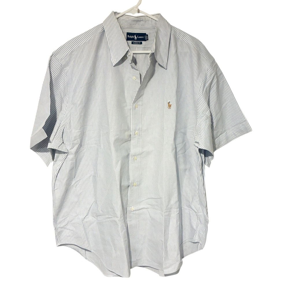 Polo Ralph Lauren Men's Size XXL‎ Blue White Striped Logo Button Down Shirt